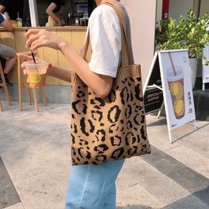 YesStyle- Eastin- Leopard Print Knit Tote Bag